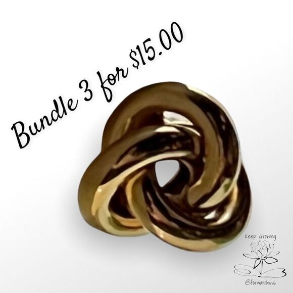 Bundle Sale 3 for $15 | Two Pair Gold Tone Knot Earrings Small & Large - Picture 1 of 12